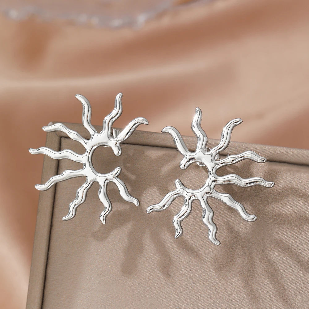 Golden Sunburst Stud Earrings