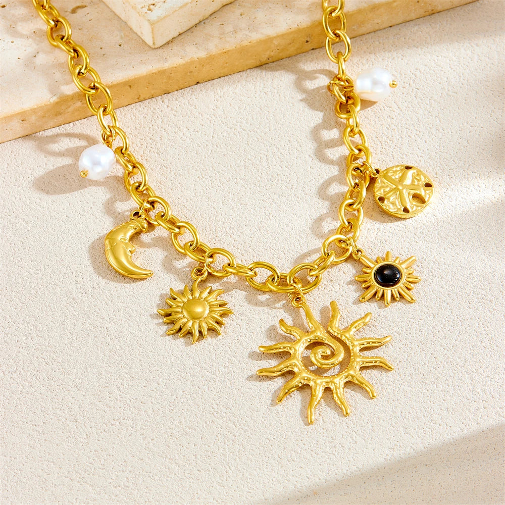 Sun & Moon Charm Necklace