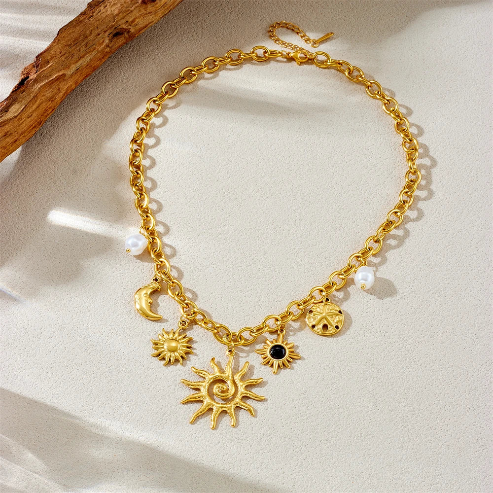 Sun & Moon Charm Necklace